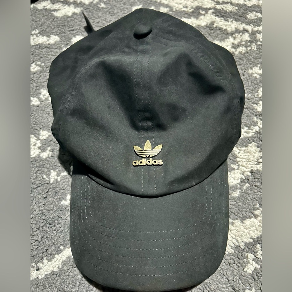 Adidas Black and Metal Gold Logo Hat Adjustable